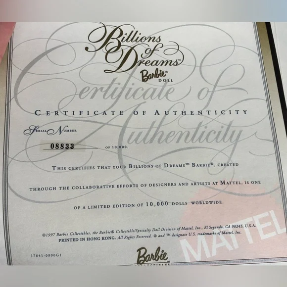 Vintage 1997 Limited Edition Mattel Billions Of Dreams Barbie Doll No. 17641 NEW - Picture 4 of 7